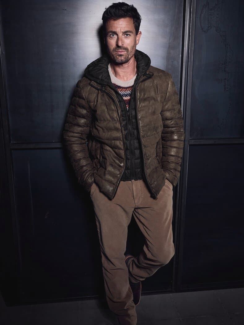 Flexible Stepplederjacke mocca