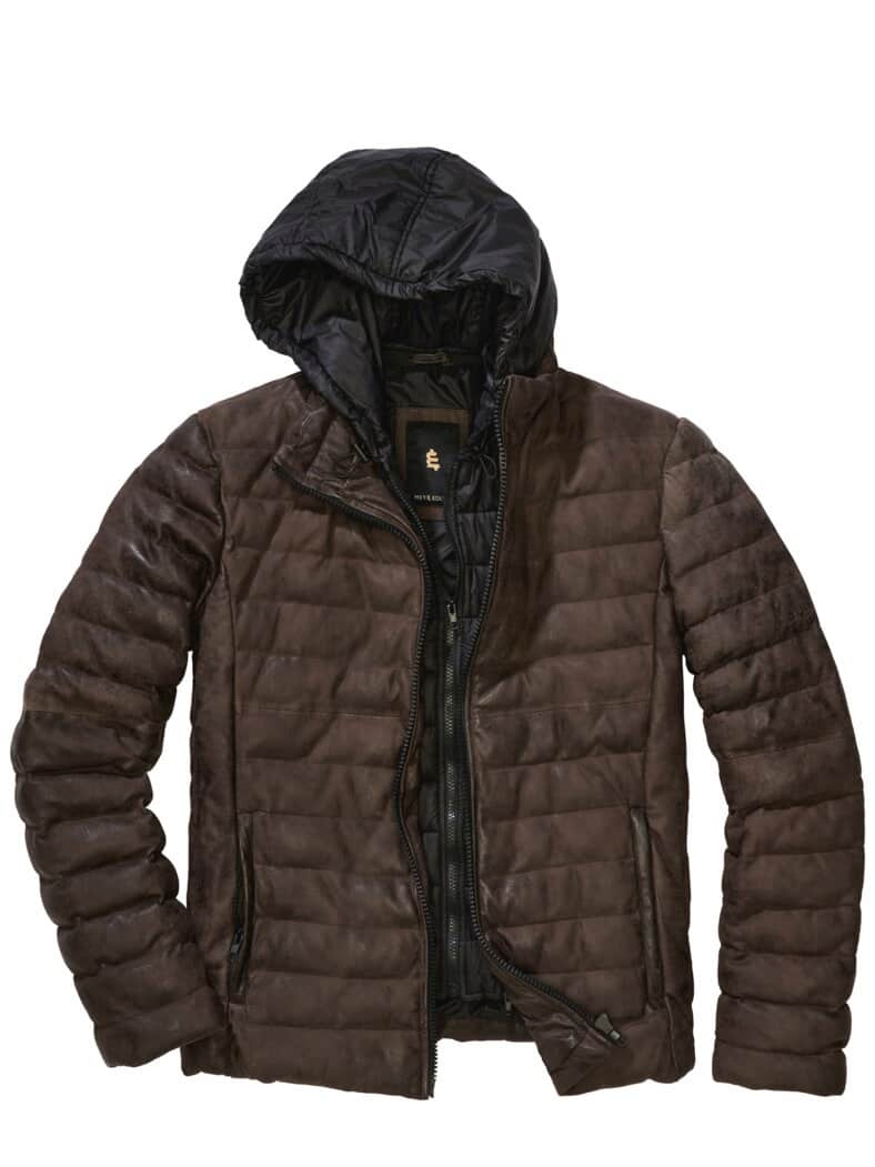 Flexible Stepplederjacke mocca