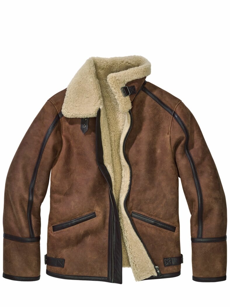 Lammfelljacke Aviator tabakblatt