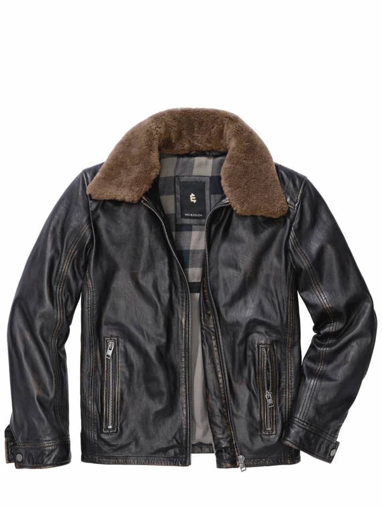 Lederjacke Aviator salmiak