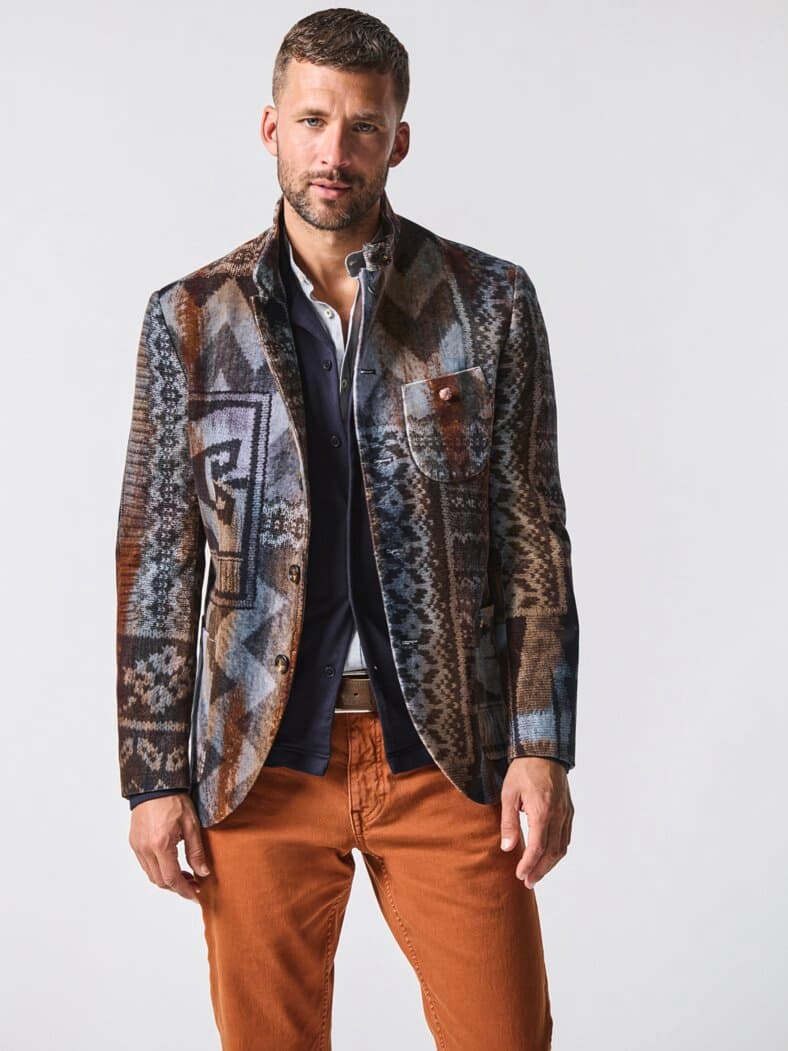 Sakko Lusandro Patchwork baumrinde/fels