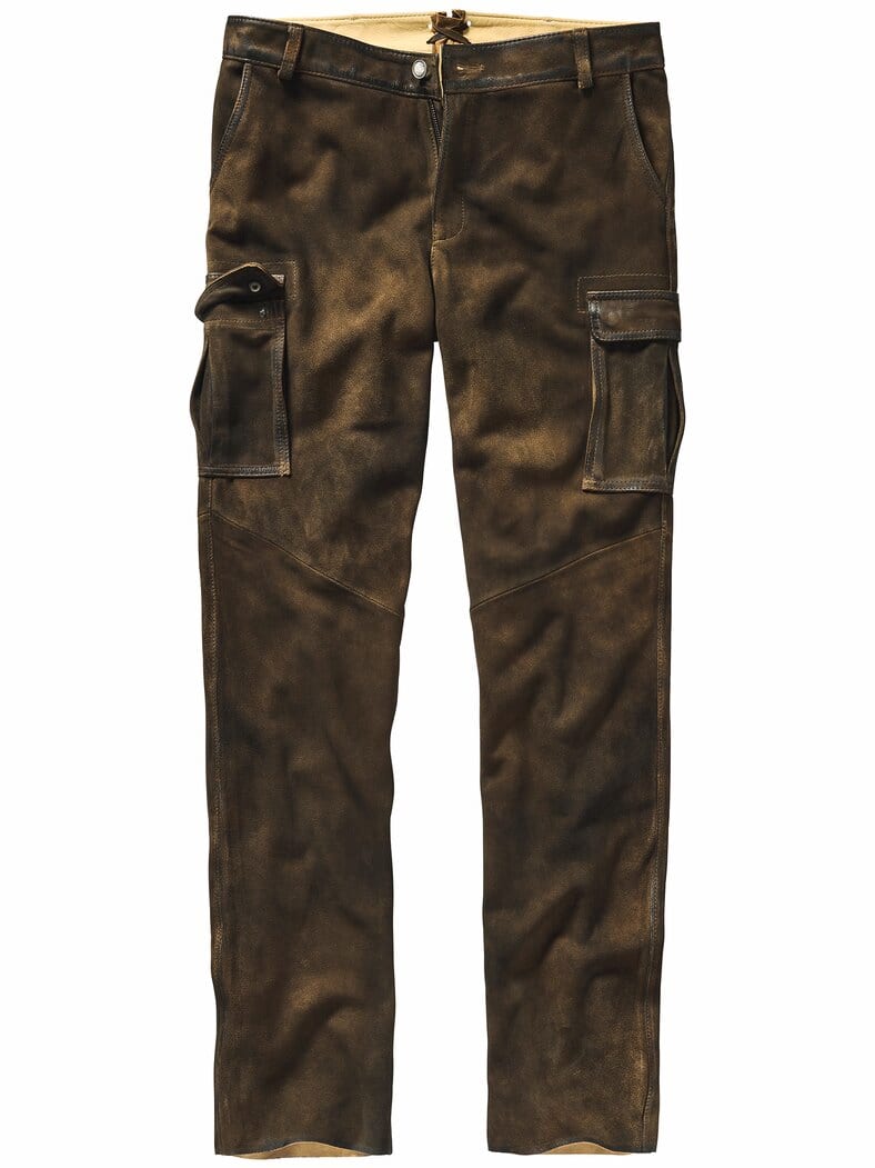 Kernige Cargo-Lederhose krachlederbraun
