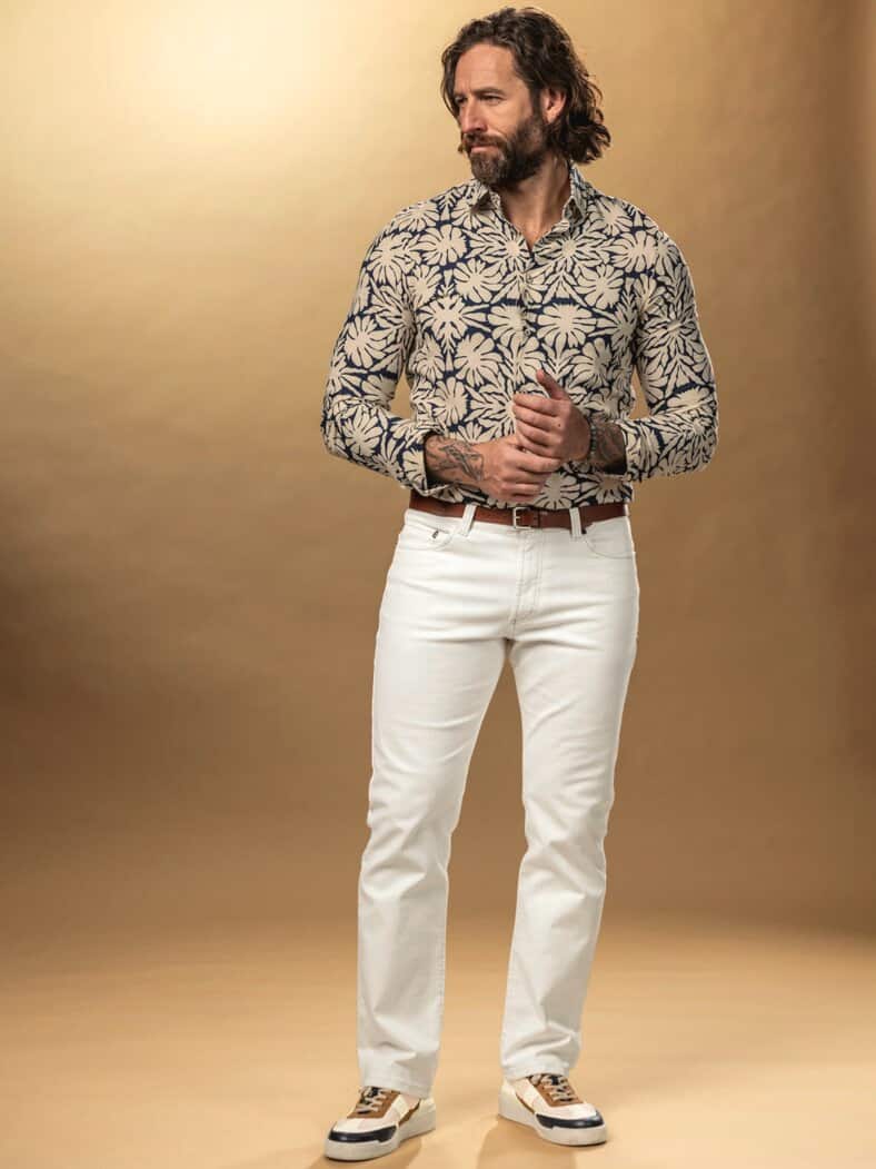 Edel-Sneaker naturweiß/brandy