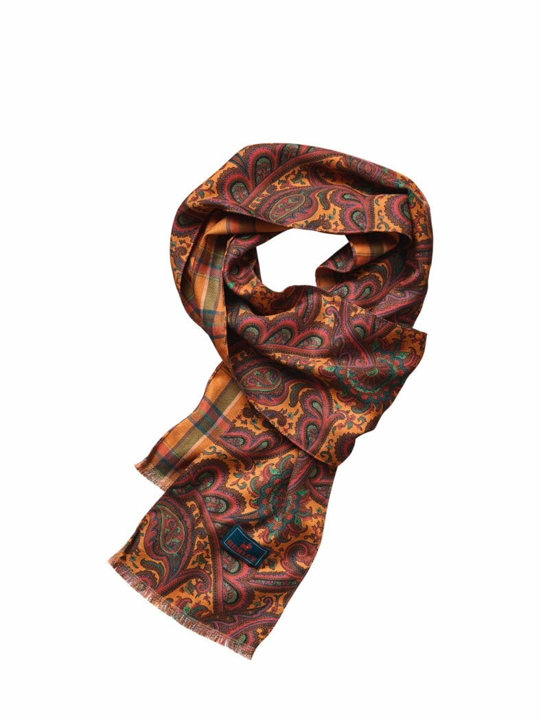 Paisley-Krawatten-Schal karamell/purpur