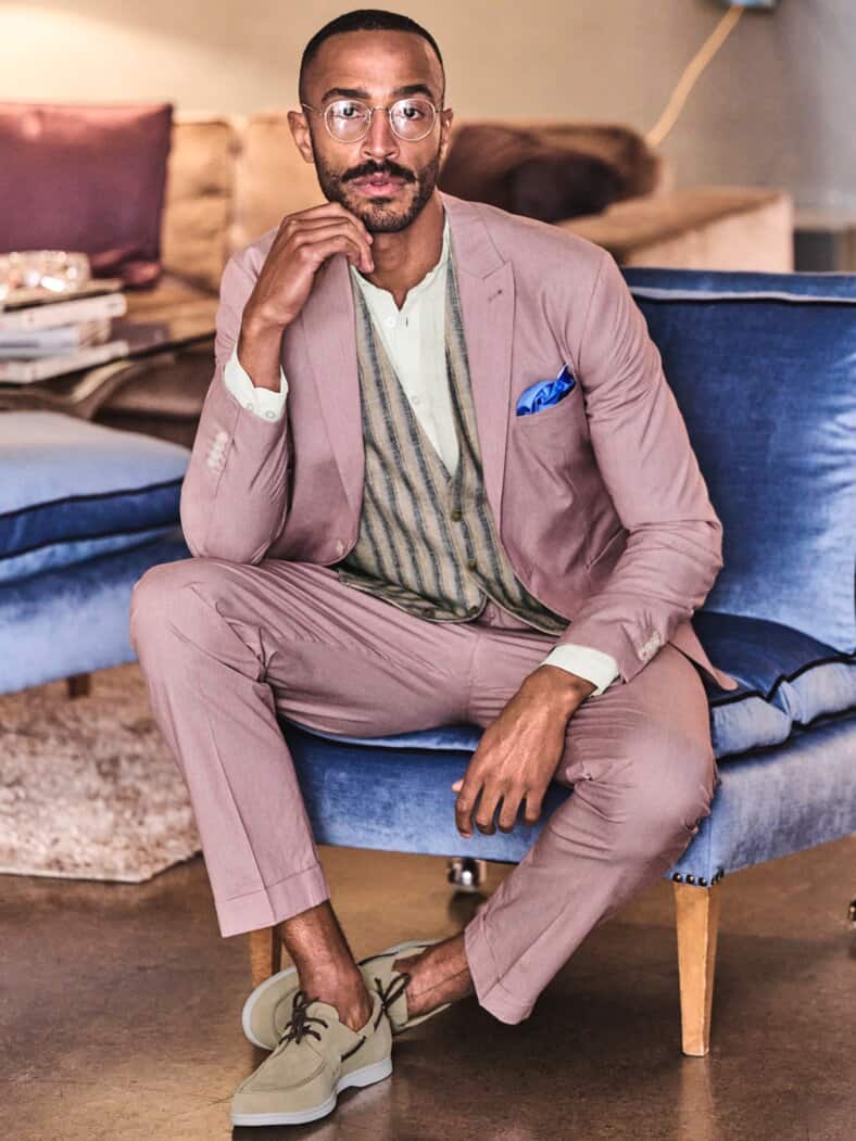 4xKolorit-Einstecktuch blau