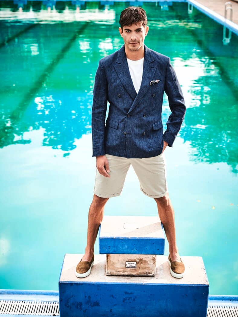 Salontiger-Einstecktuch Print dschungelblau