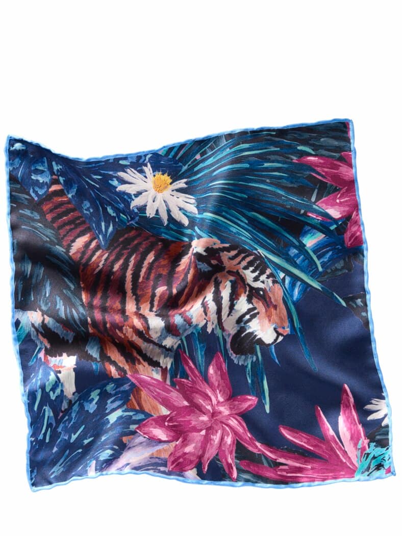 Salontiger-Einstecktuch Print dschungelblau