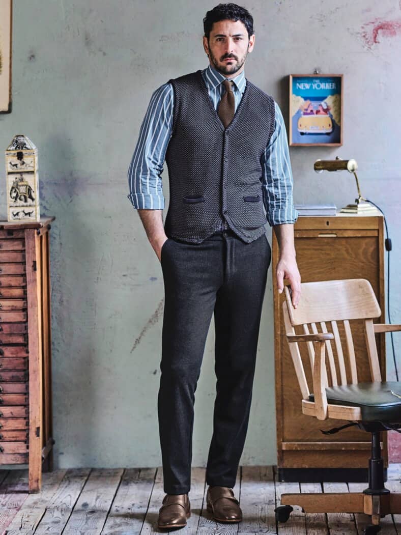 Niederrheinische Strickkrawatte bronze