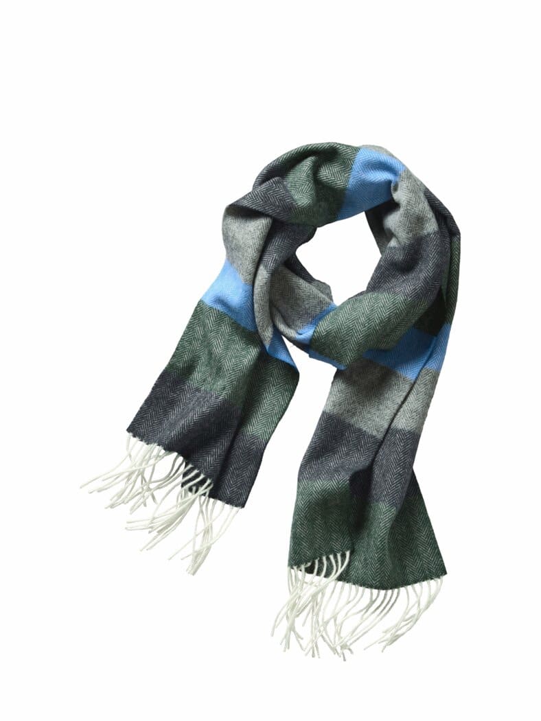 Herringbone-Schal navy/cyan/fels/tanne