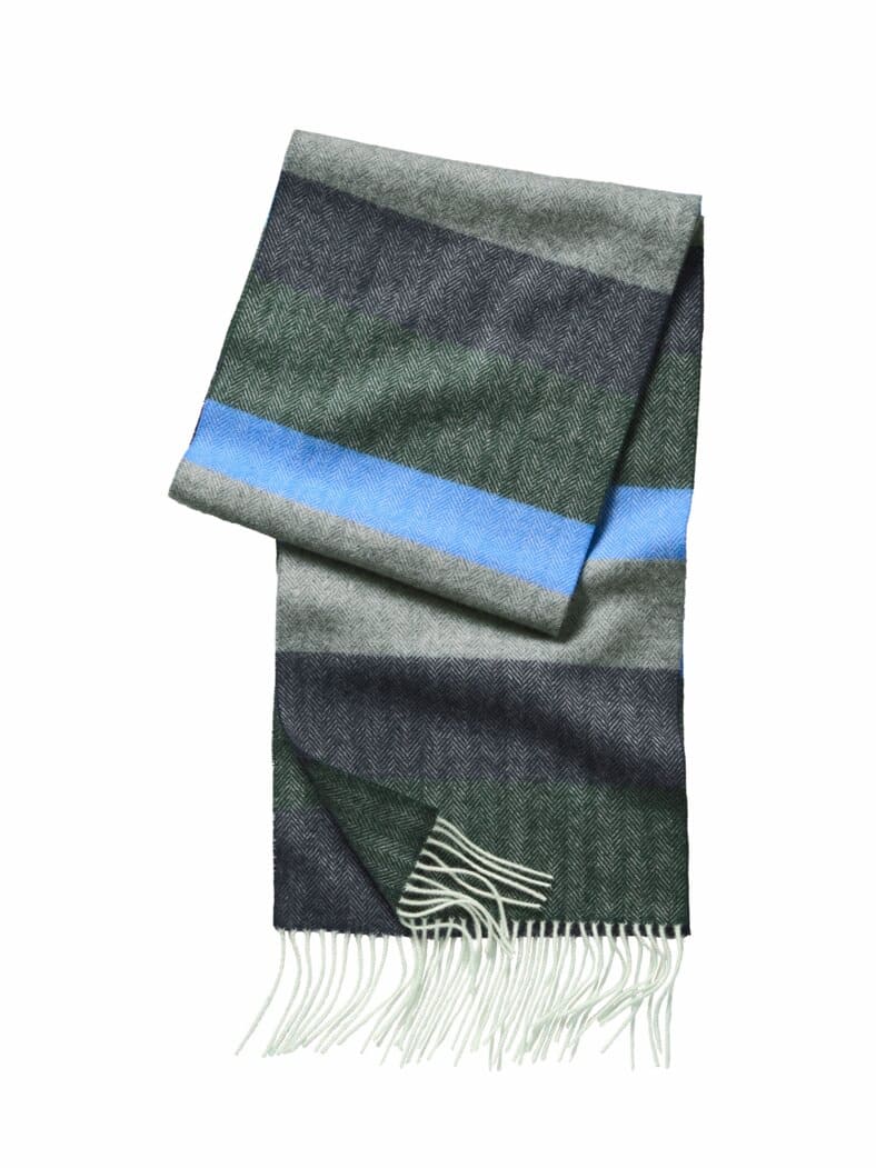 Herringbone-Schal navy/cyan/fels/tanne