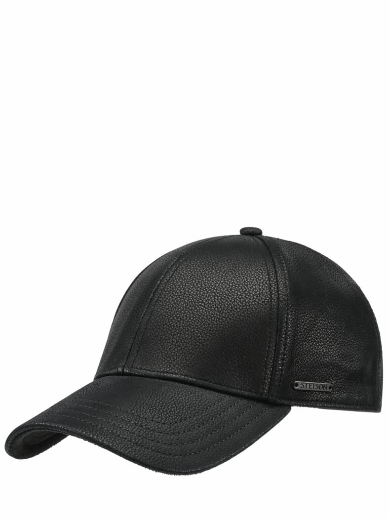 Leder-Baseballcap nachtschwarz