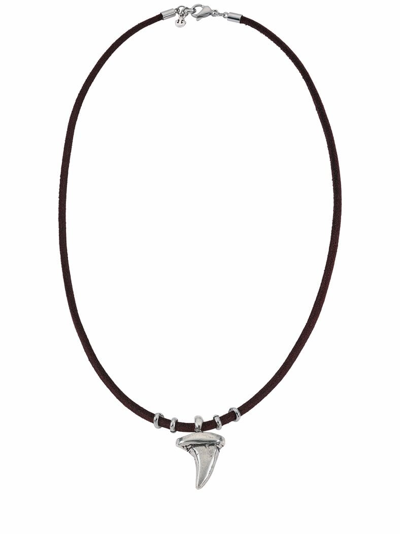 Silberner Zahn am Bande kaffee/stahl