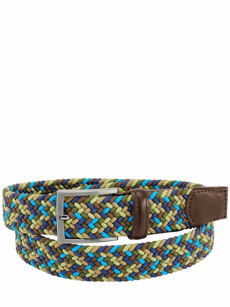Hagelslag-Flechtgürtel mokka/cyan/limone