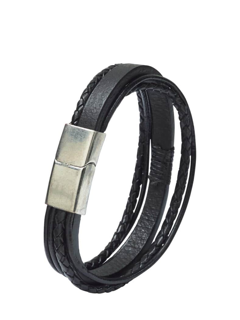 Leder-Armband rabenschwarz