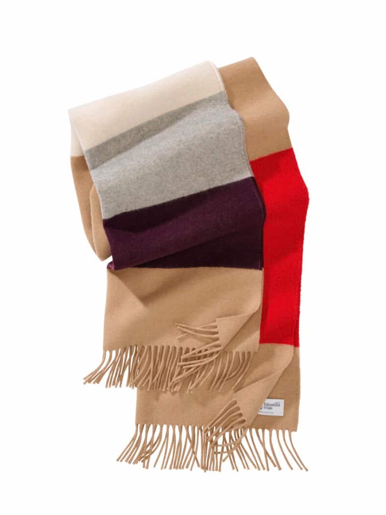 Königsgüte-Schal Streifen camel